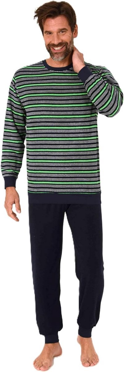 Heren Pyjama Lange Mouw Badstof met Boorden Grote Maten