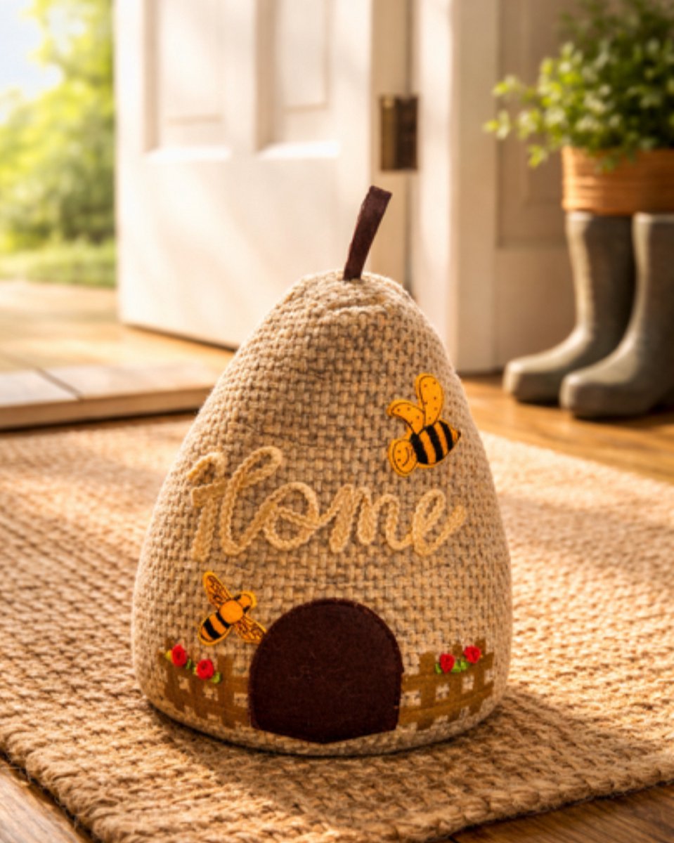 Gilde Handwerk - Bijenkorf - Home - Deurstopper - Beige - 18 x 20 x 26 cm