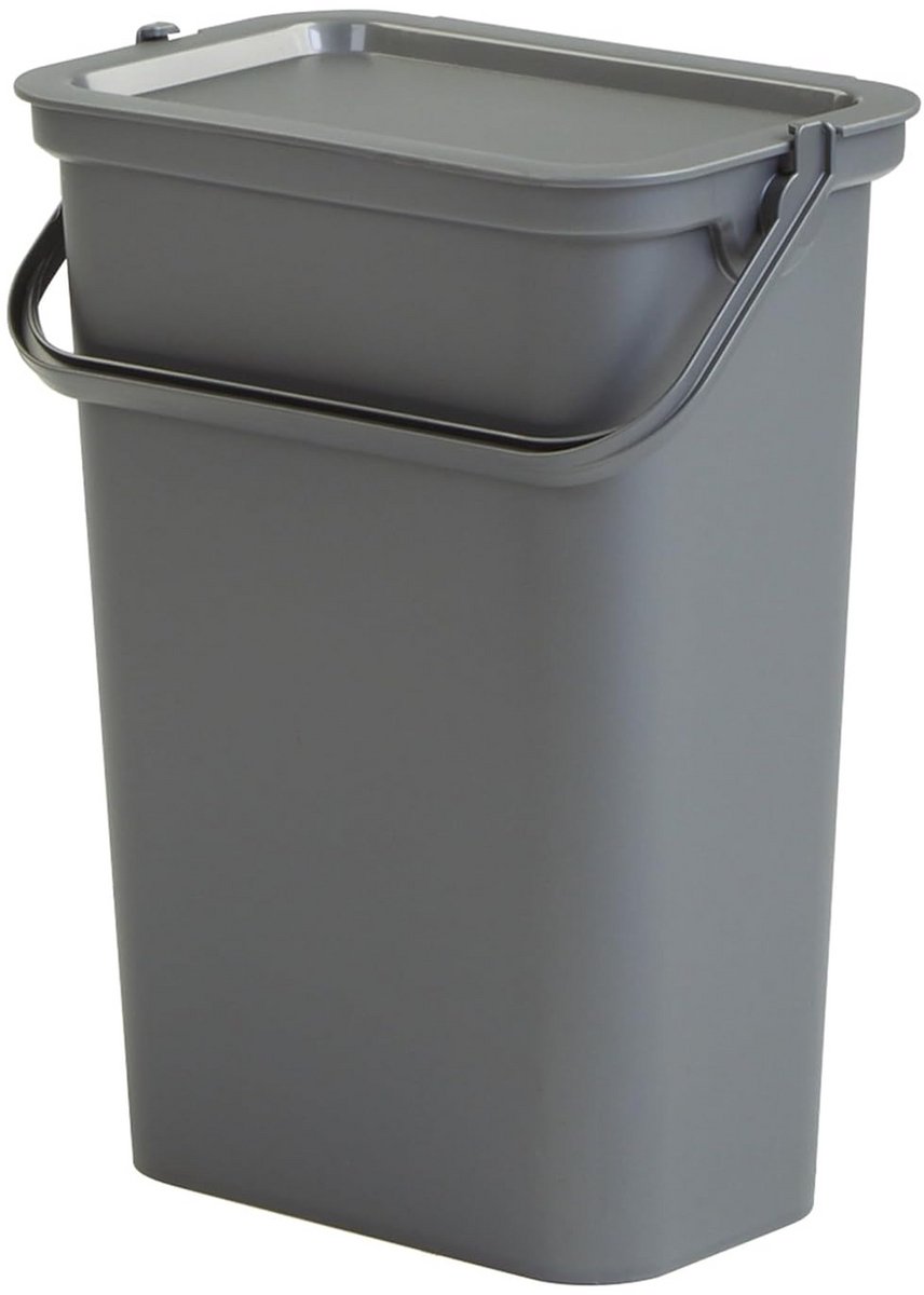 Moderne vuilnisbak 10 liter met handvat in antraciet