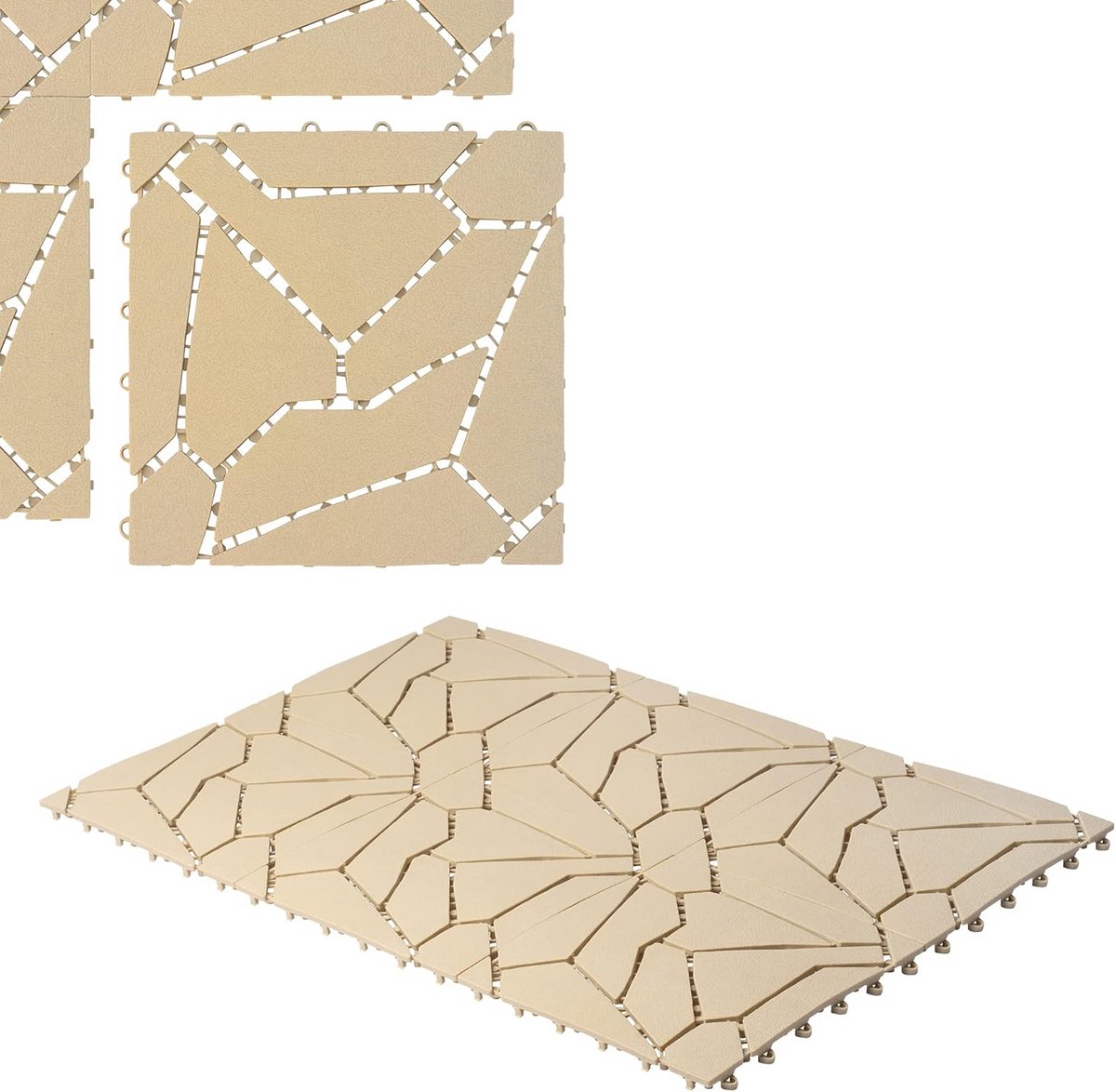 Buiten Kliktegels 30x30 cm Natuursteen-look, Weerbestendig voor Balkon en Terras (24 Stuks)
