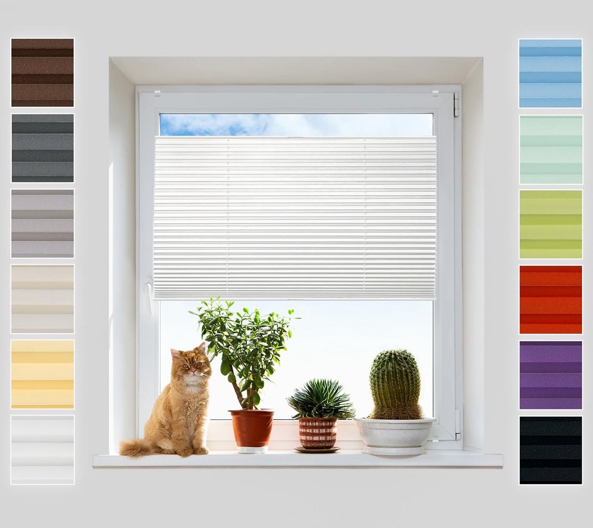 Plisségordijn zonder boren Wit 100x220 cm Klemfix Privacy & Zonwering