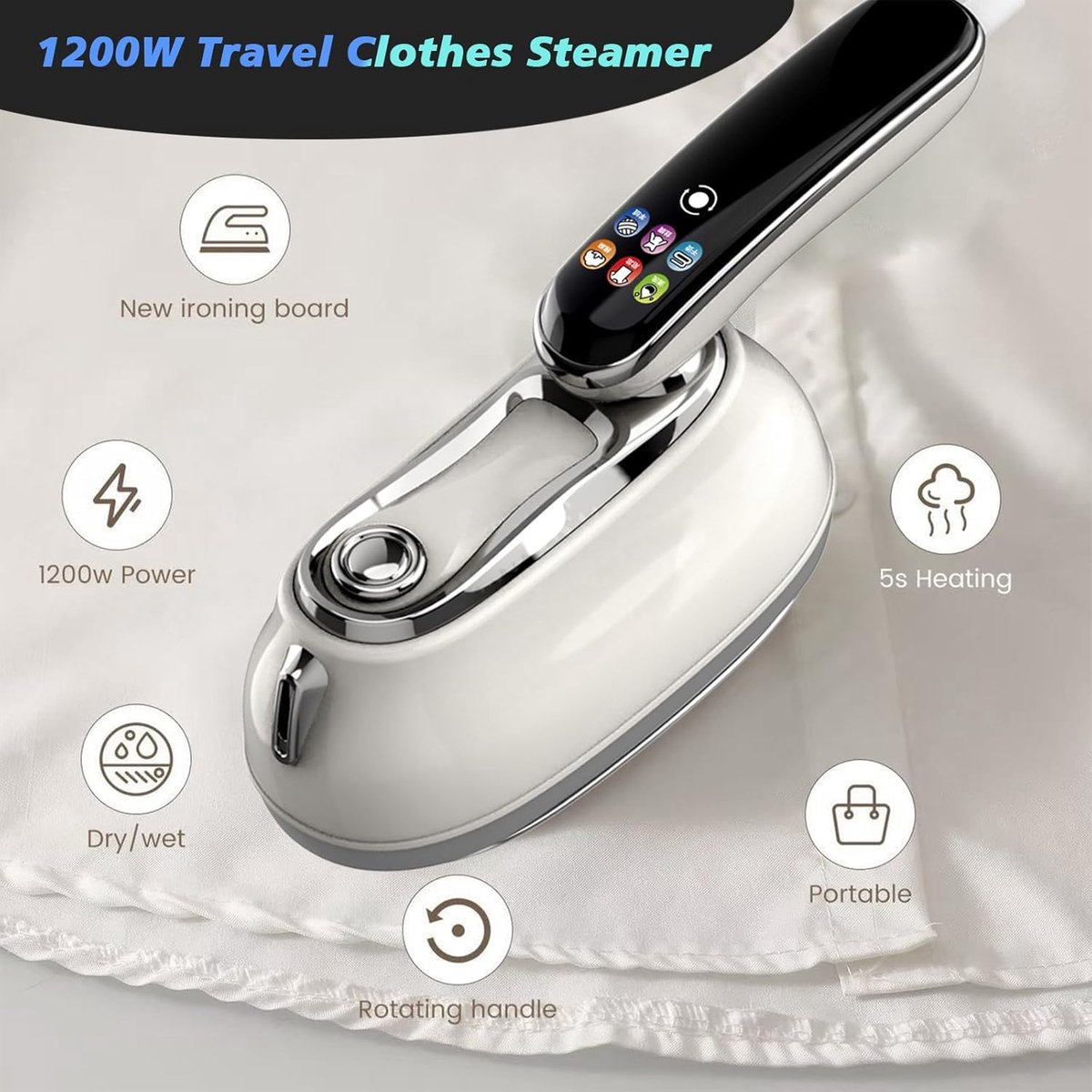 Strijkijzer met stoomgenerator - 2-in-1 handstoomstrijkijzer - 8*18*13 cm - Smart Gear-strijkfunctie - Met digitaal display - Geschikt voor thuis, op reis en in studentenkamers - Instelbaar in zes standen - nauwkeurige temperatuurregeling — afbeelding 7