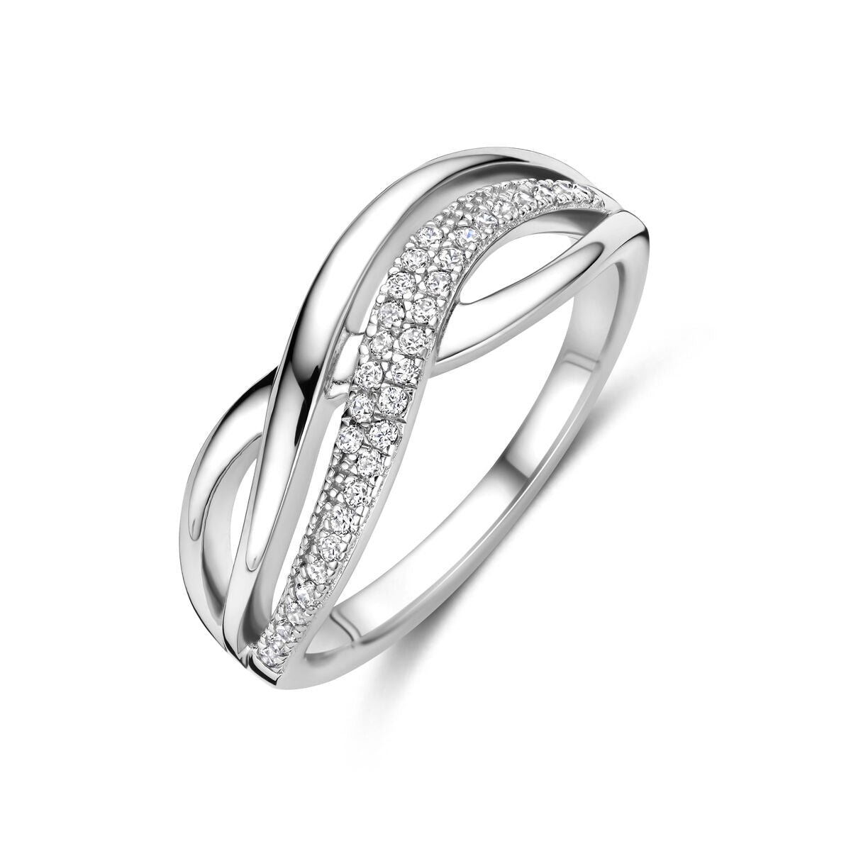 Zilveren Gerhodineerde Ring met Zirkonia 1342207 – 925 Zilver