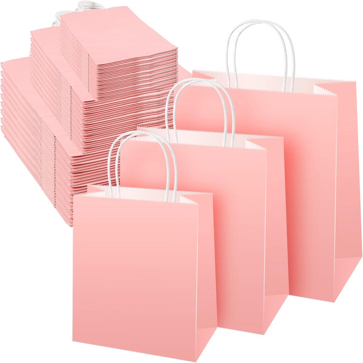 75x Rechthoekige Cadeauzakken van Kraftpapier met Handvatten in 3 Maten - Ideaal voor Winkels en Feestartikelen