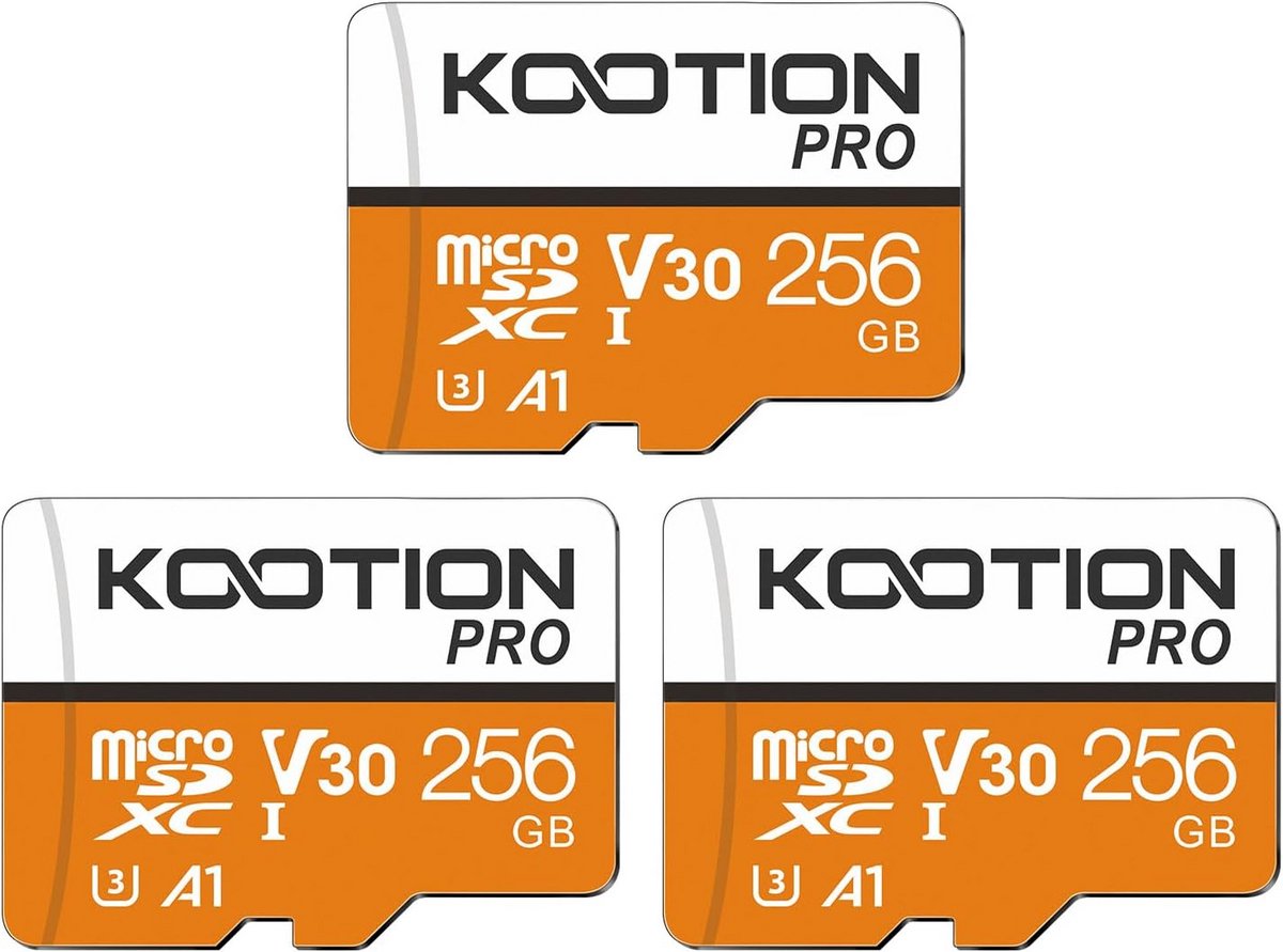 3-Pack Micro SD Kaarten 256GB - High Speed V30 U3 Geheugenkaart voor Mobiel en Tablet