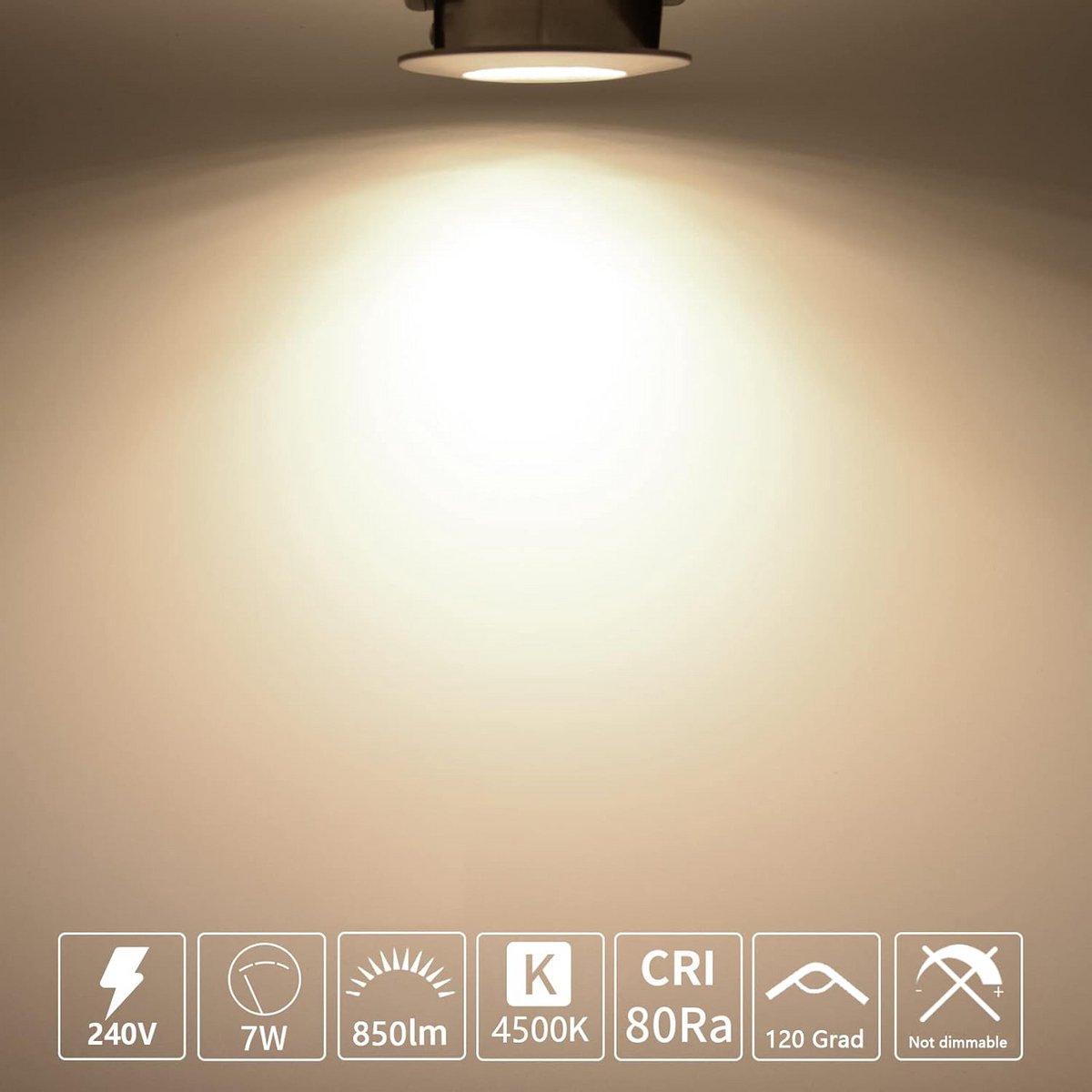 10x Led Inbouwspots Plat 7W Neutraal Wit 4500K IP44 Voor Badkamer en Keuken - Geschikt voo