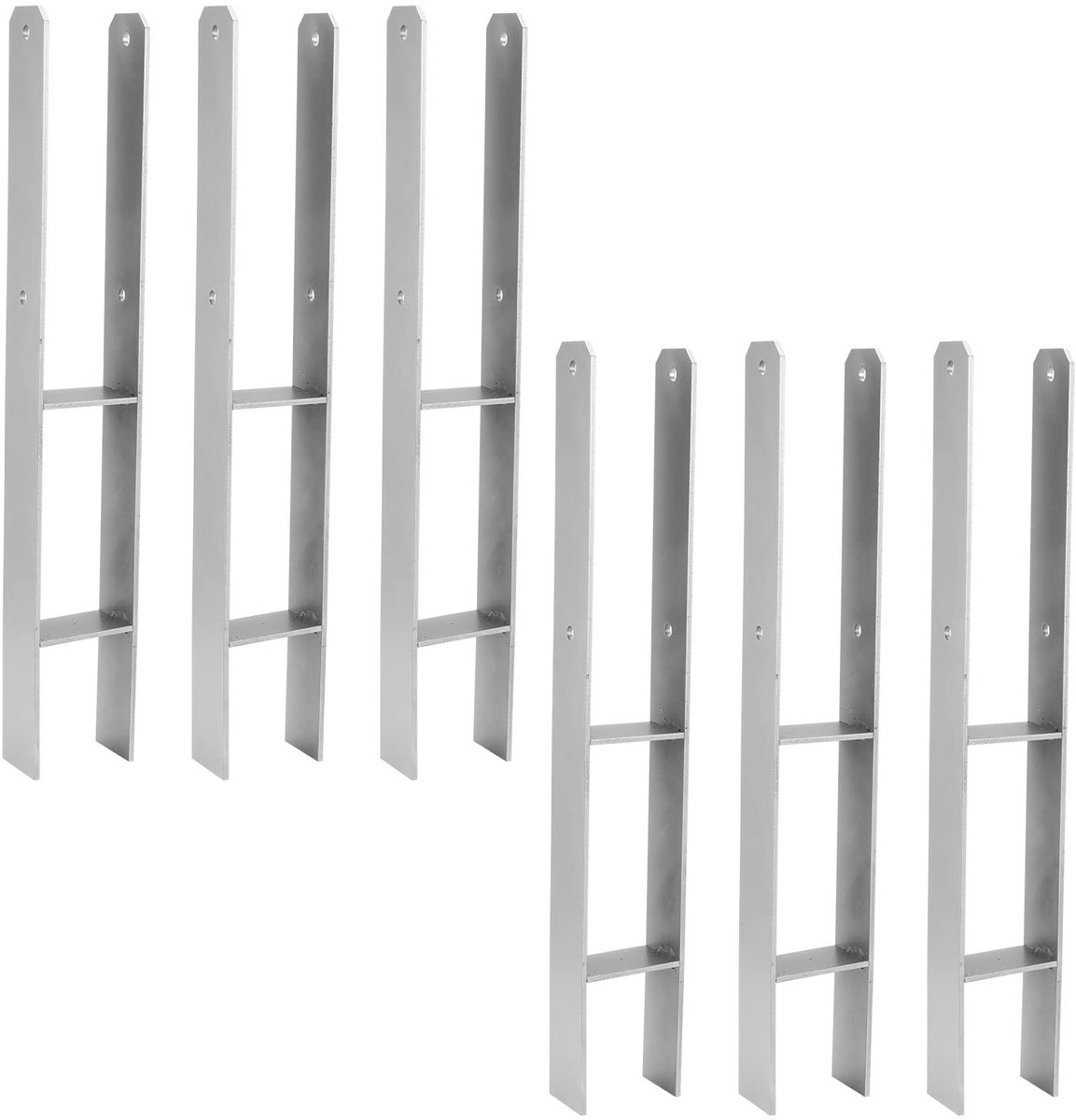 Set van 6 H-Paaldragers Staal - Stevige H-Ankers voor Palen, Hekken en Carports
