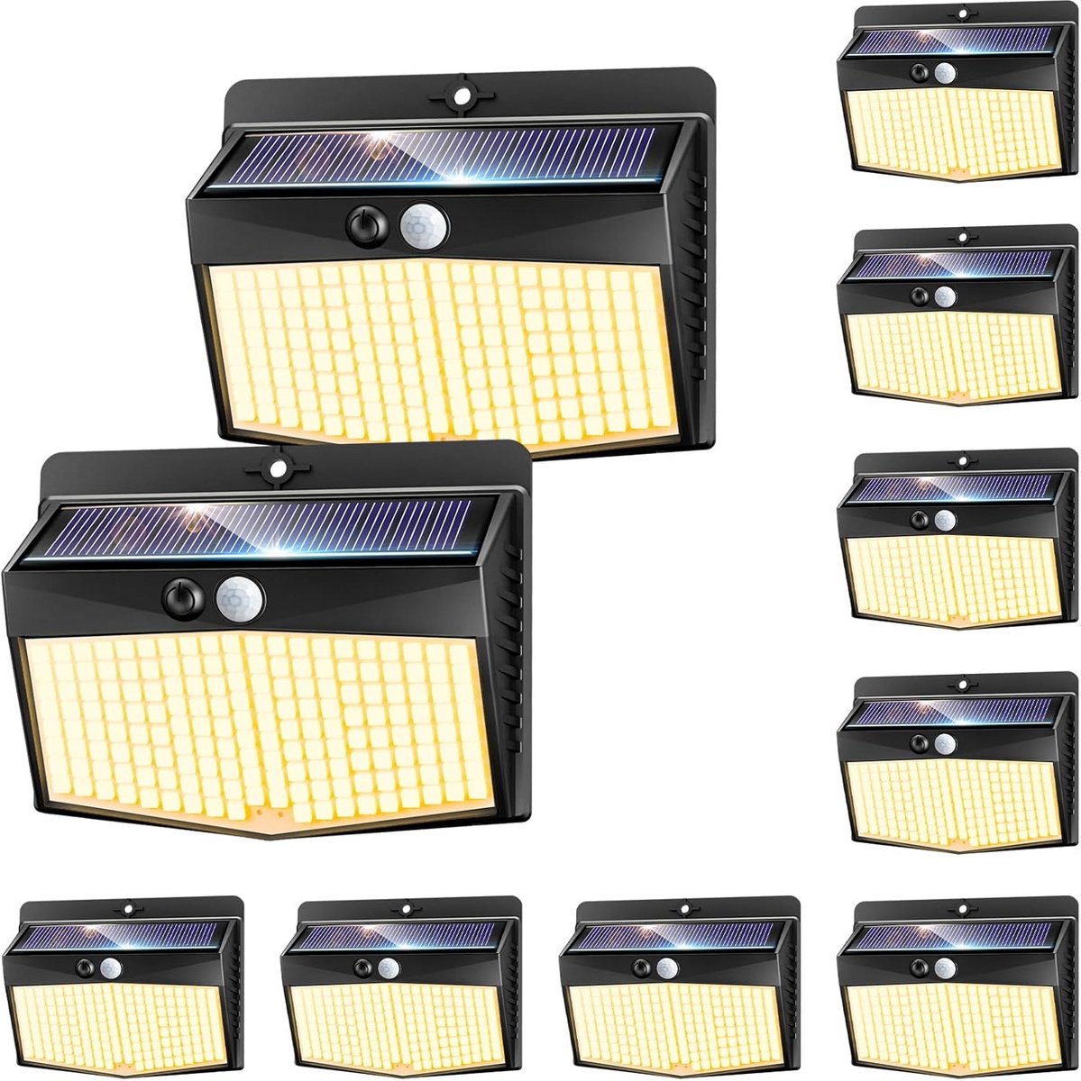10 Stuks Solar LED Buitenlamp met Bewegingssensor - IP65 Waterdicht voor Tuin en Garage