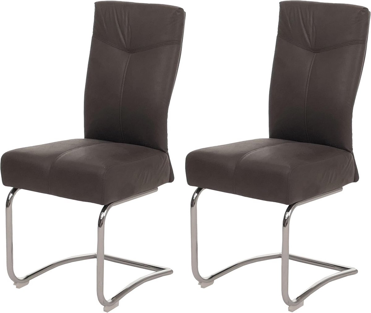 2x Moderne Eetkamerstoelen in Grijze Suède-look - Cantilever Design