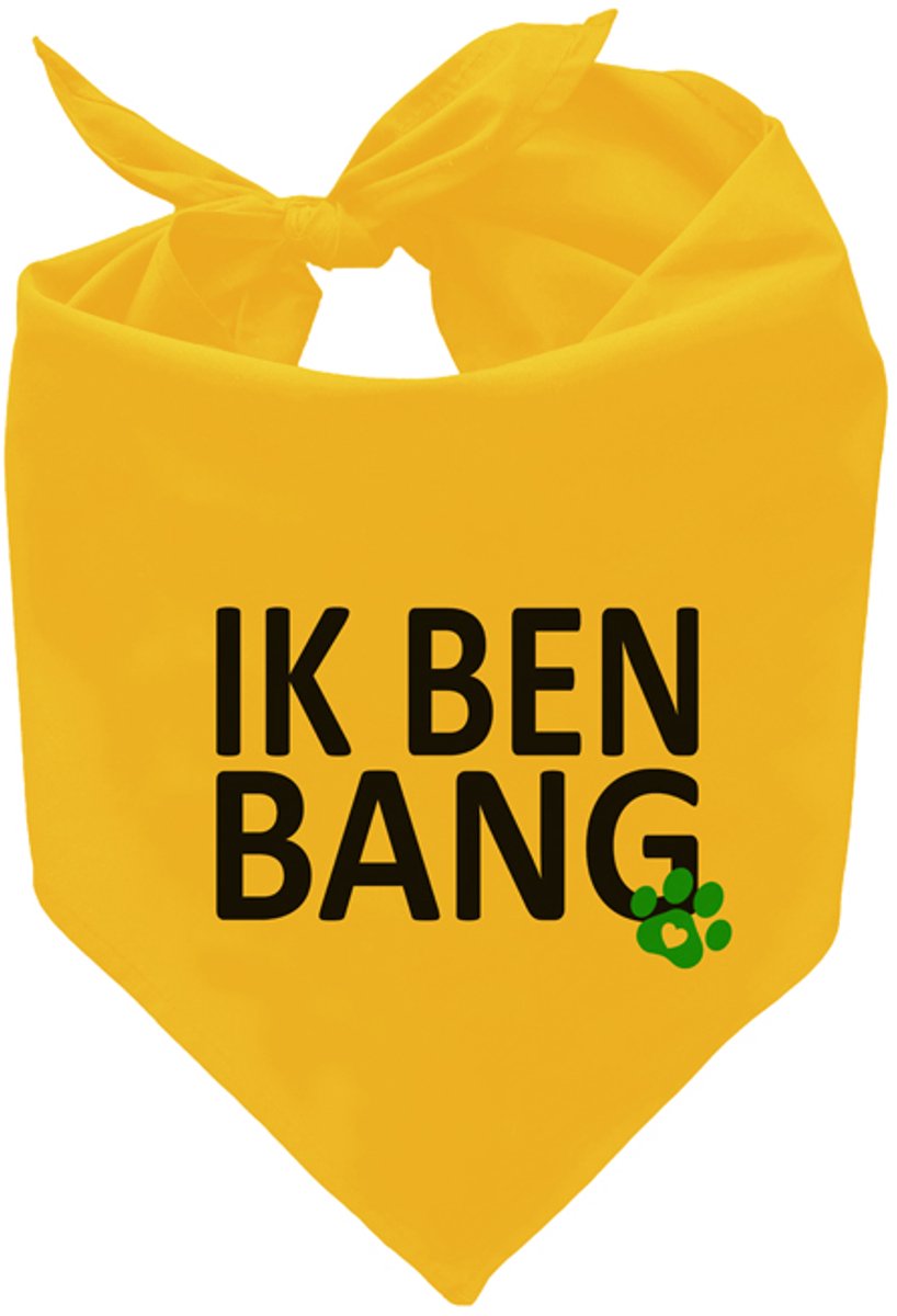 Gele honden bandana - Ik ben bang - 88cm voor middelgrote en grote honden. De gele hond, voor signalering en veiligheid.
