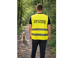 Veiligheidshesje/vest - Hond in training niet afleiden - One size - De gele hond, voor signalering en veiligheid.