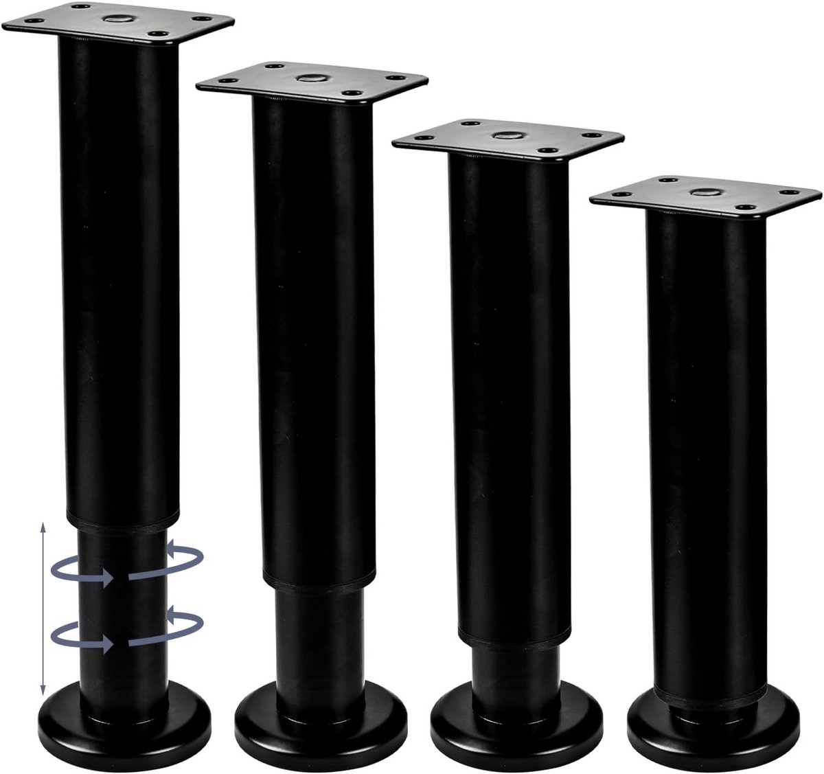 Verstelbare Metalen Meubelpoten Set van 4 - Hoogte 30-52 cm - Voor Kast, Bank, Bed & Tafel - Doe Het Zelf Vervangende Poten