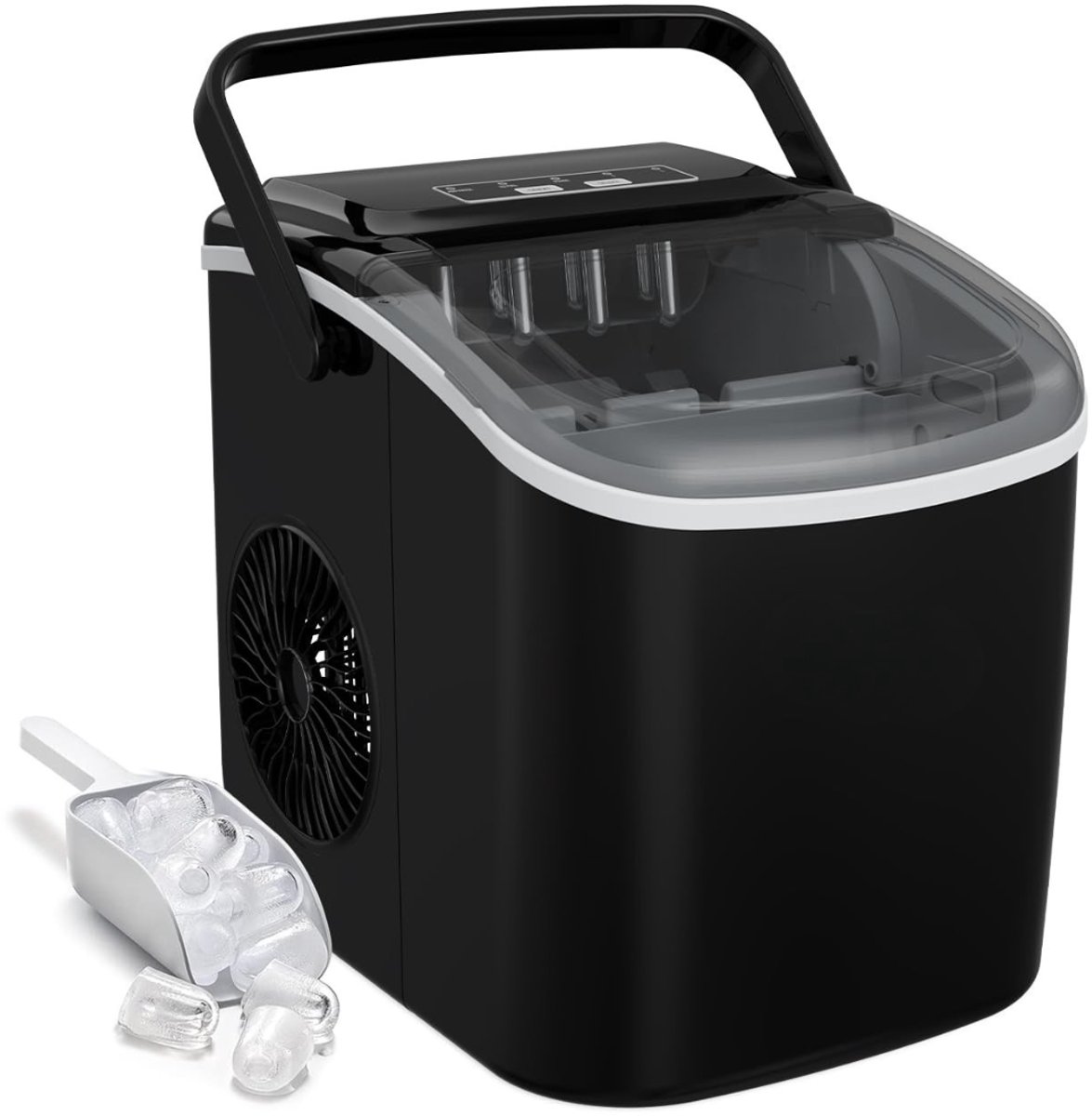 Aura® Ijsblokjesmachine - ijsmachine -ijsblokjesmakers - 9 blokjes in 7 minuten - Zwart - 30cm x 29cm x 23cm
