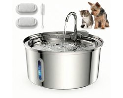 Filo Fluisterstille RVS Drinkfontein Kat & Hond 3.2L + 2 Filters & Schoonmaakstaafje - Waterfontein Kat - Kattenfontein - Fontein - Waterbak - Waterfontijn Katten - Drinkfontijn - Honden