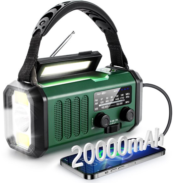 Hand Crank Noodradio, 37000mWh Zonne Aangedreven Hand Crank Draagbare
