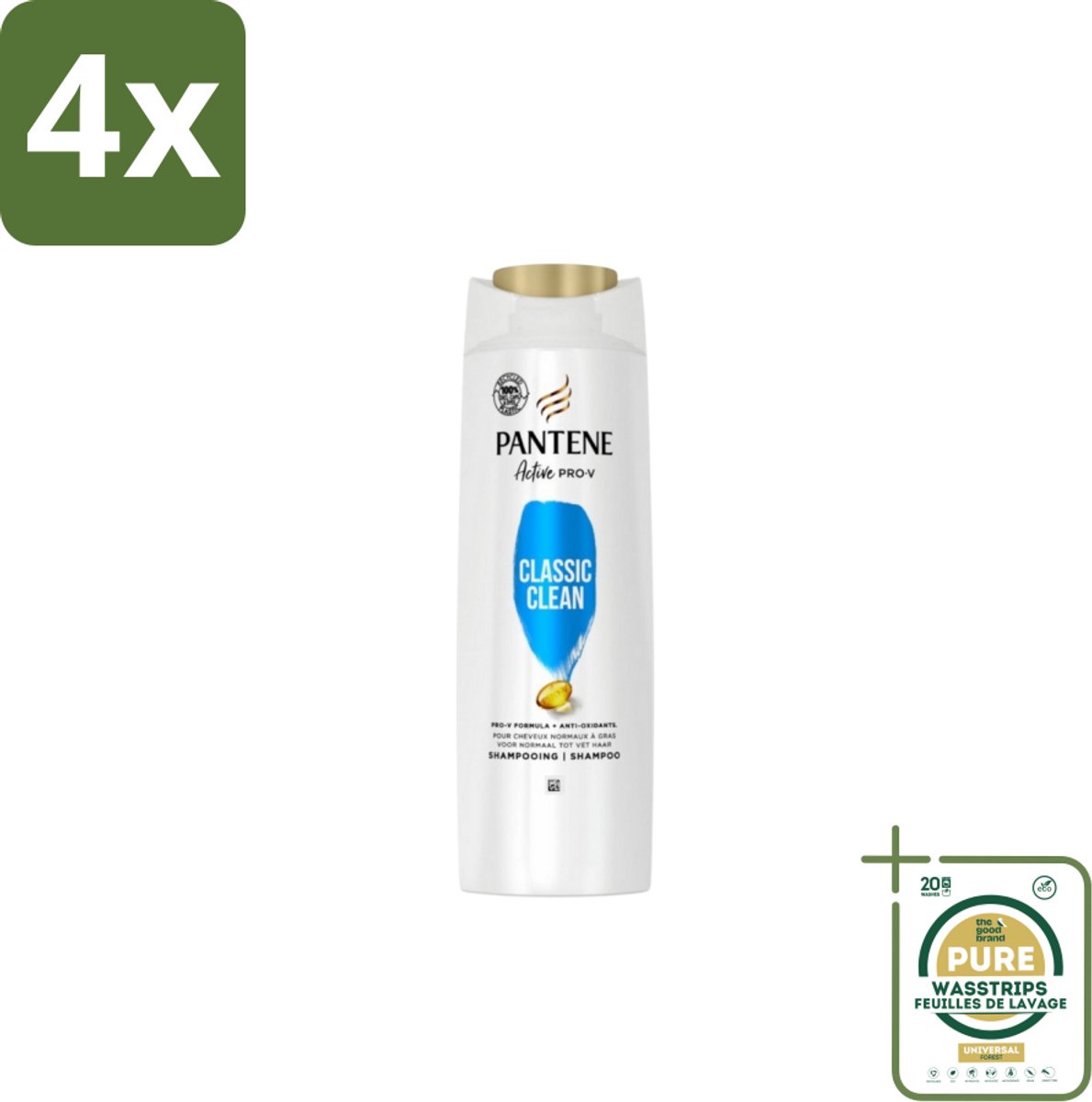 Pantene – Shampoo – 3-in-1 Volume – 225 ml - Voordeelverpakking - 4 stuks - Haarverzorging - Haarversterken