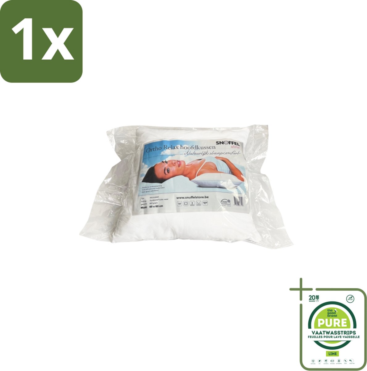 1 x Ortho Relax – Hoofdkussen – Luxe Hotelkwaliteit – Anti-Allergie 60 × 70 cm - Anti-snurken Kussen - Slaapcomfort - Nekondersteuning - Slaapomgeving - Hygiëne