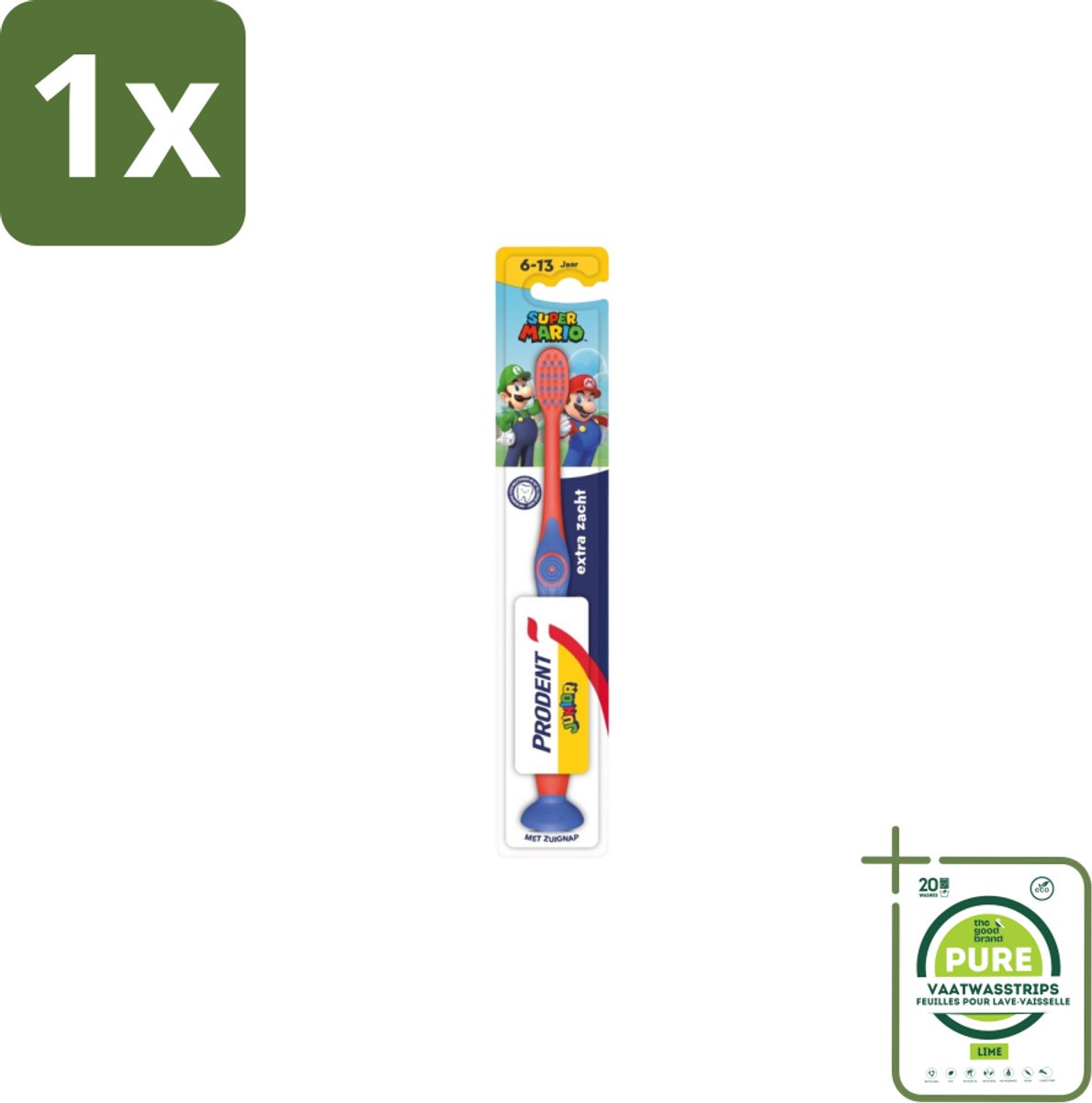 1 x Prodent – Tandenborstel – Super Mario – 6+ jaar - Tandenborstel Voor Kinderen - Super Mario Tandenborstel - Tandenpoetsen Voor Kinderen - Kindertandenborstel - Tandenborstel 6+ Jaar