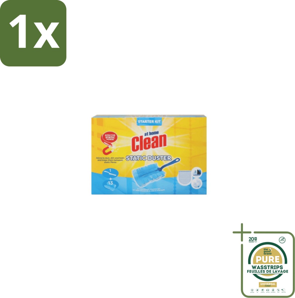 1 x At Home Clean Duster Starter Set 13 Navullingen- Stofwisser - Stof Verwijderen - Elektrostatische Doekjes - Hygiëne - Allergie