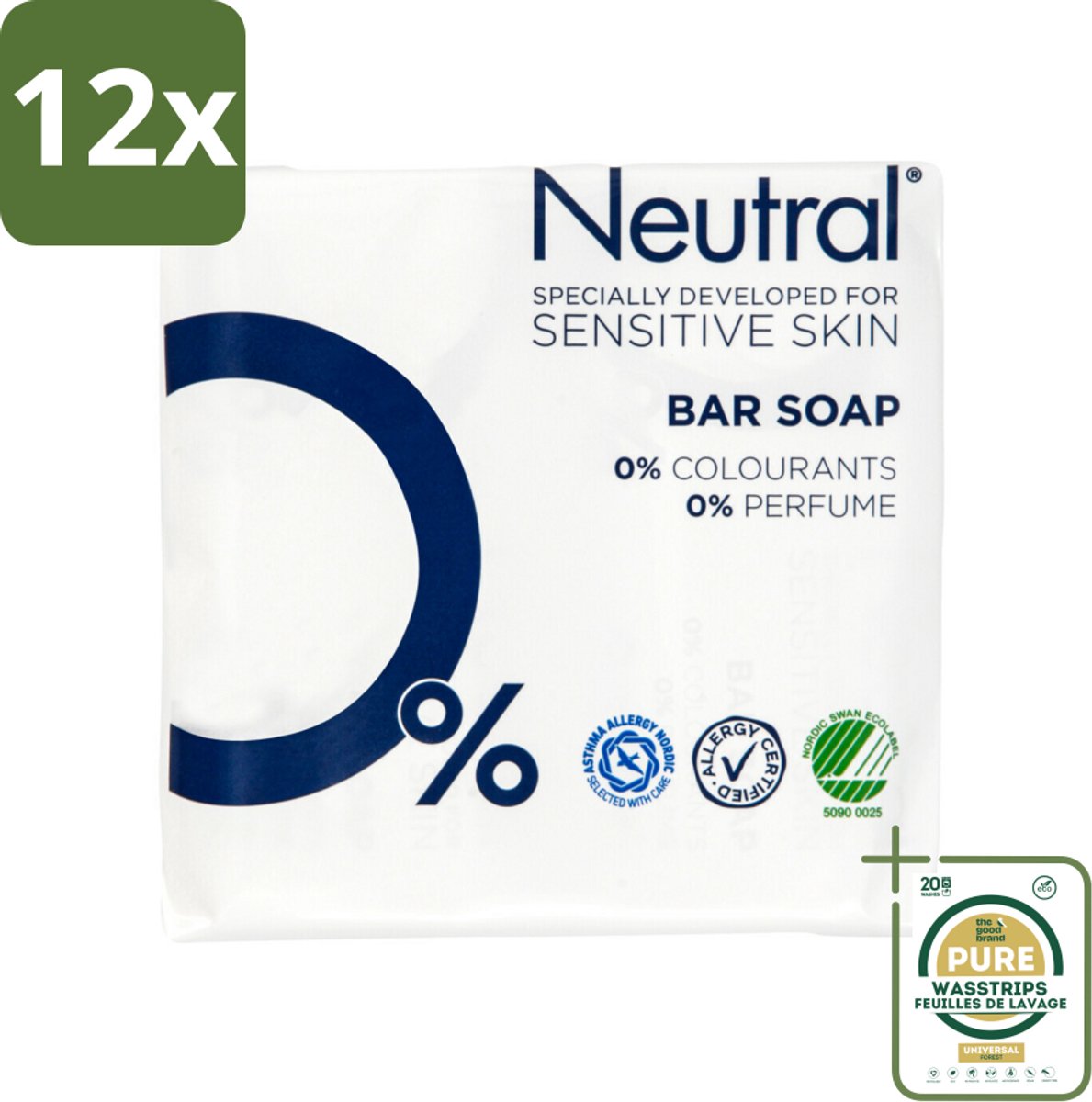 Neutral Zeeptablet 2 x 100 gr - Voordeelverpakking - 12 stuks - Zeep - Zeep parfumvrij