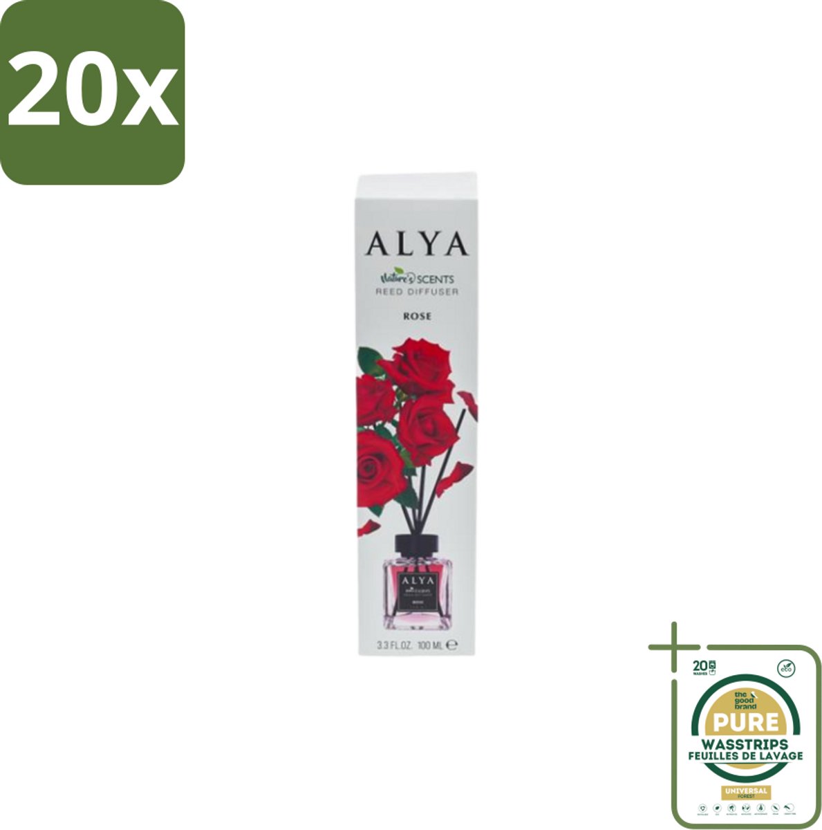 20 x Alya – Geurdiffuser – Rose – Interieurparfum - Grootverpakking - Geurstokjes - Geur -
