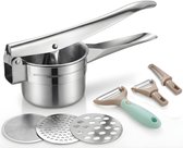 Qualisce Aardappelpers - Pureeknijper - Pureestamper - 3 Schijvige Aardappelpers - Pureerder - Inclusief multifunctionele Schiller