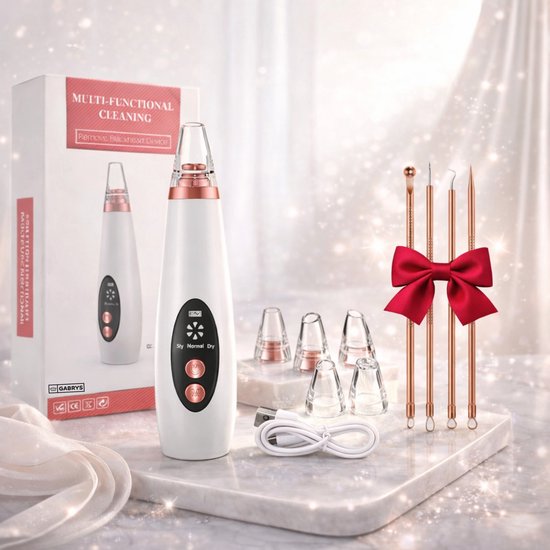 Gabrys® Premium Elektrische Blackhead Remover – Mee eters verwijderen - Elektrische huidverzorging - Professionele Poriënreiniger met 6 Opzetstukken en Extra Tools – Gezicht & Neus Vacuüm Huidverzorging - inclusief 2 jaar garantie
