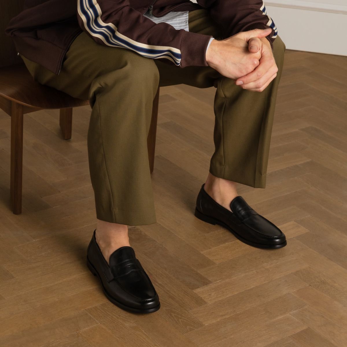 Manfield - Heren - Zwarte leren loafers - Maat 45