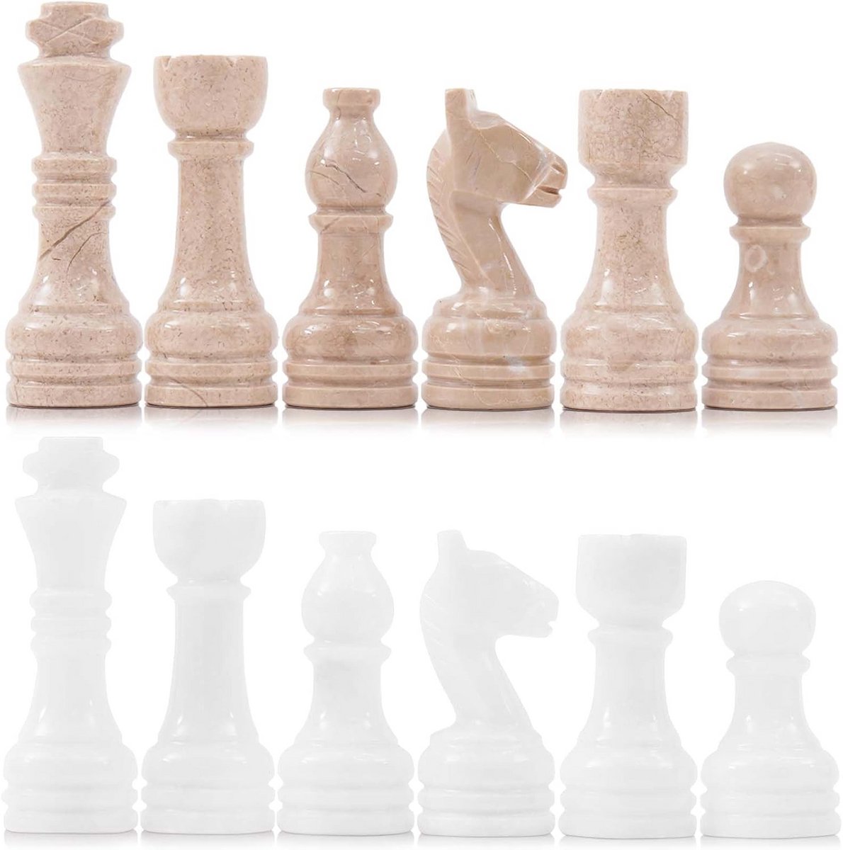 Luxe Marmeren Schaakstukken Set 3.5 Inch Koning Handgemaakt