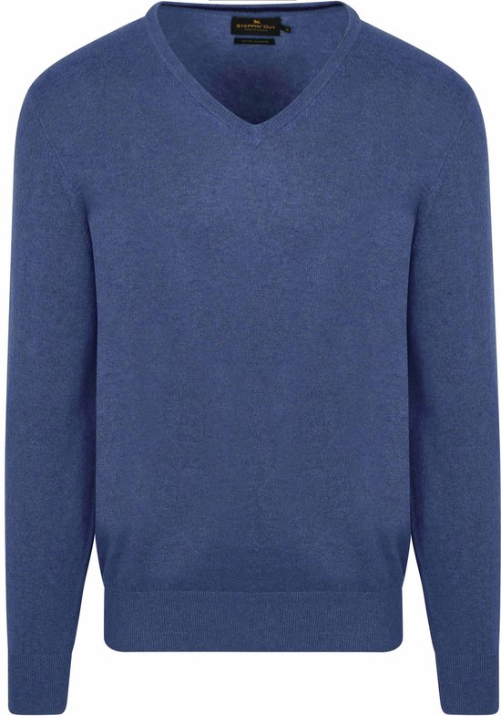 Pull Cachemire Col V Bleu cobalt - Taille 3XL - Homme - Pulls
