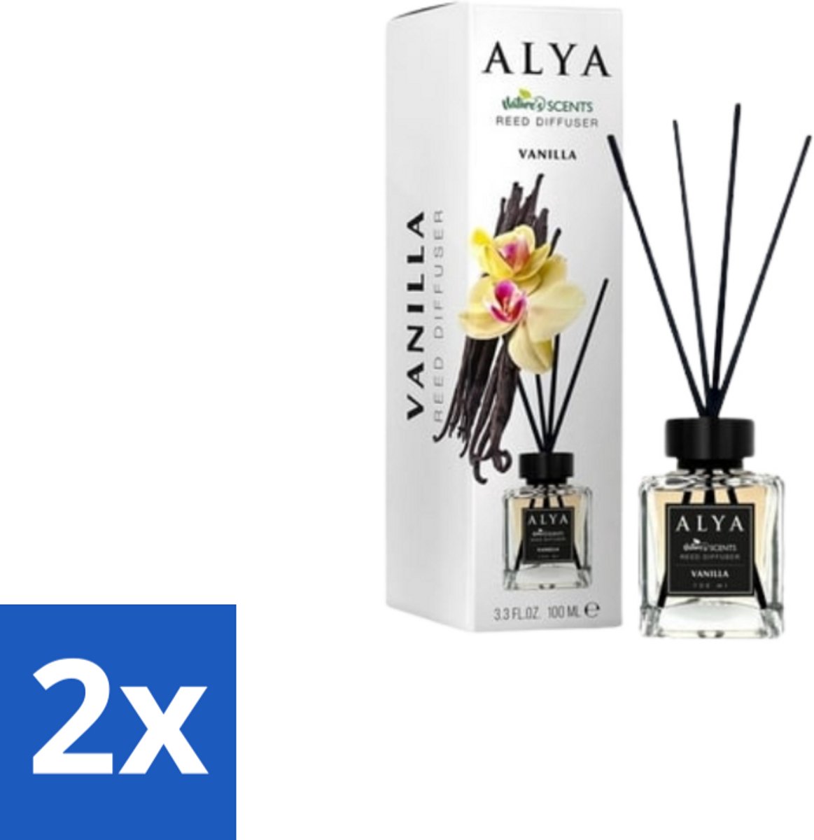 Alya – Reed Diffuser – Vanilla – Interieurparfum - Voordeelverpakking - 2 stuks