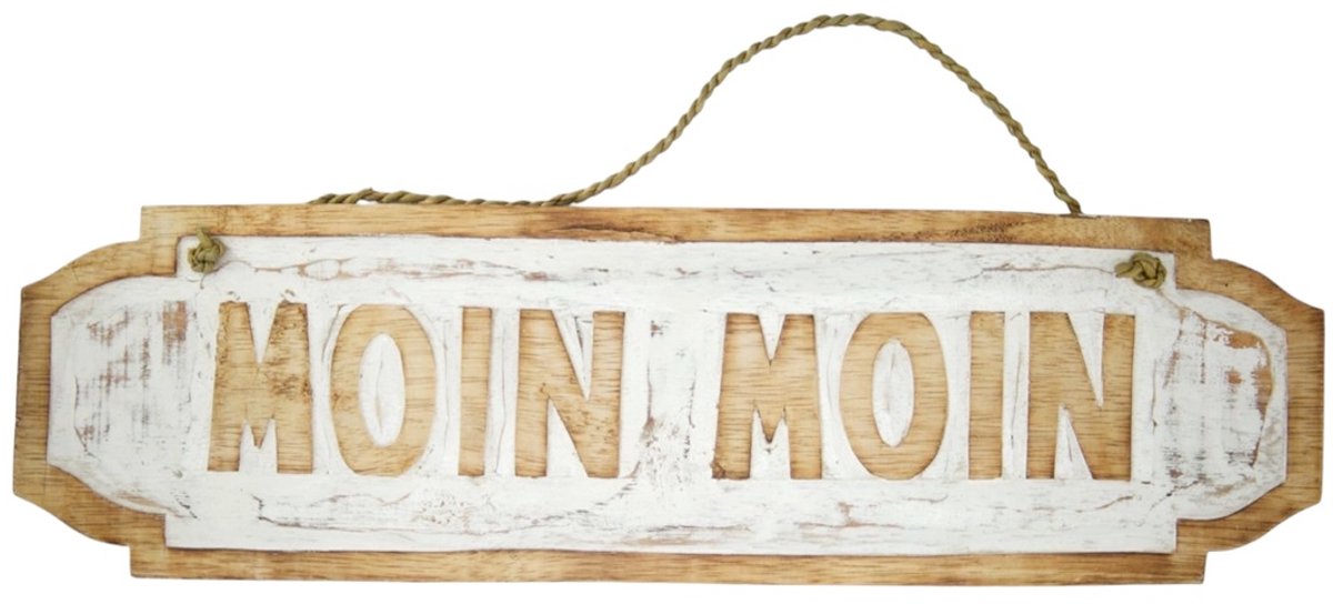 Tekstbord Finy MOIN MOIN 50cm natural/wit