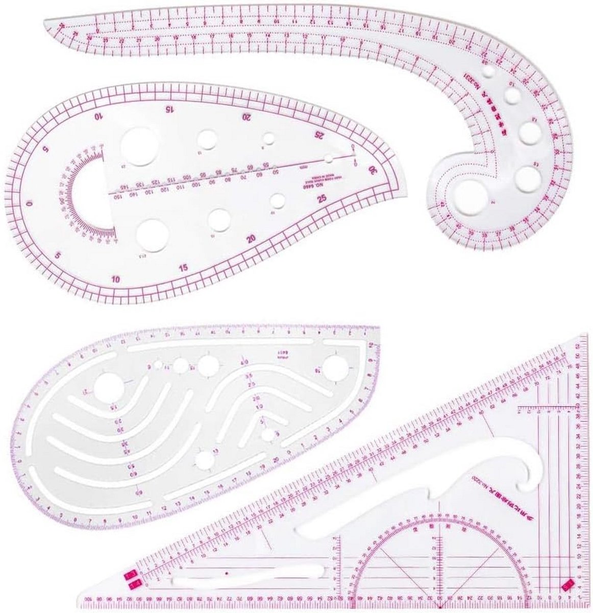 Uitgebreide Naaigerei Set: 14-Delige Patroon Liniaal Set voor Kleding Maken en Ontwerpen