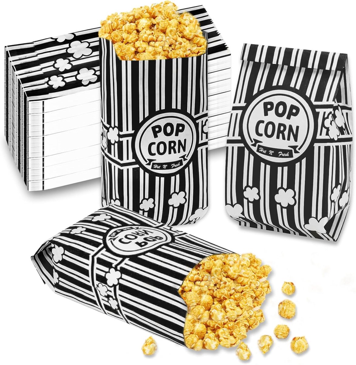 300 stuks kleine popcornzakken - zwart - feestartikelen - snacks
