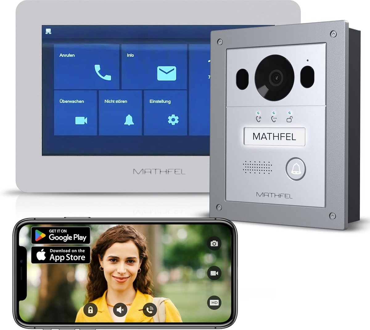 Video Deurintercom met 7 inch Monitor en Groothoekcamera
