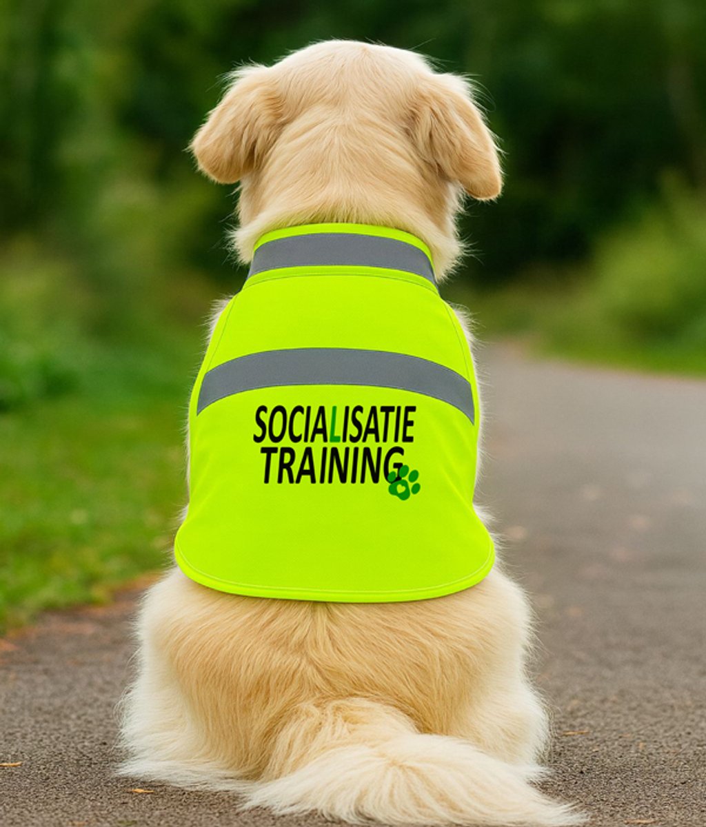 Geel honden hesje - Socialisatie training - met reflectie - Small - De gele hond, voor signalering en veiligheid.