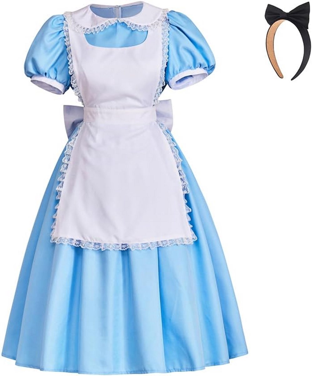 Klassiek Sprookjes Alice Thema Meisjesjurk Blauw Schort Lolita Kostuum