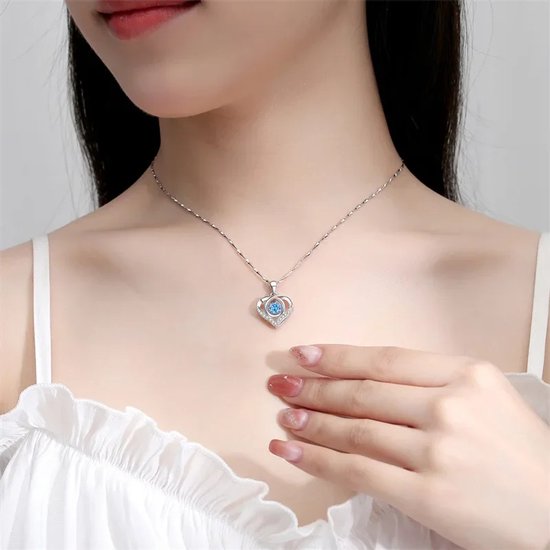 Roestvrijstalen Hart Halsketting en Armband Set voor Vrouwen - Vintage Kristal Sieraden, Elegant Cadeau voor Haar, Trendy Feestaccessoires - Blauw van Wolentty. — afbeelding 2