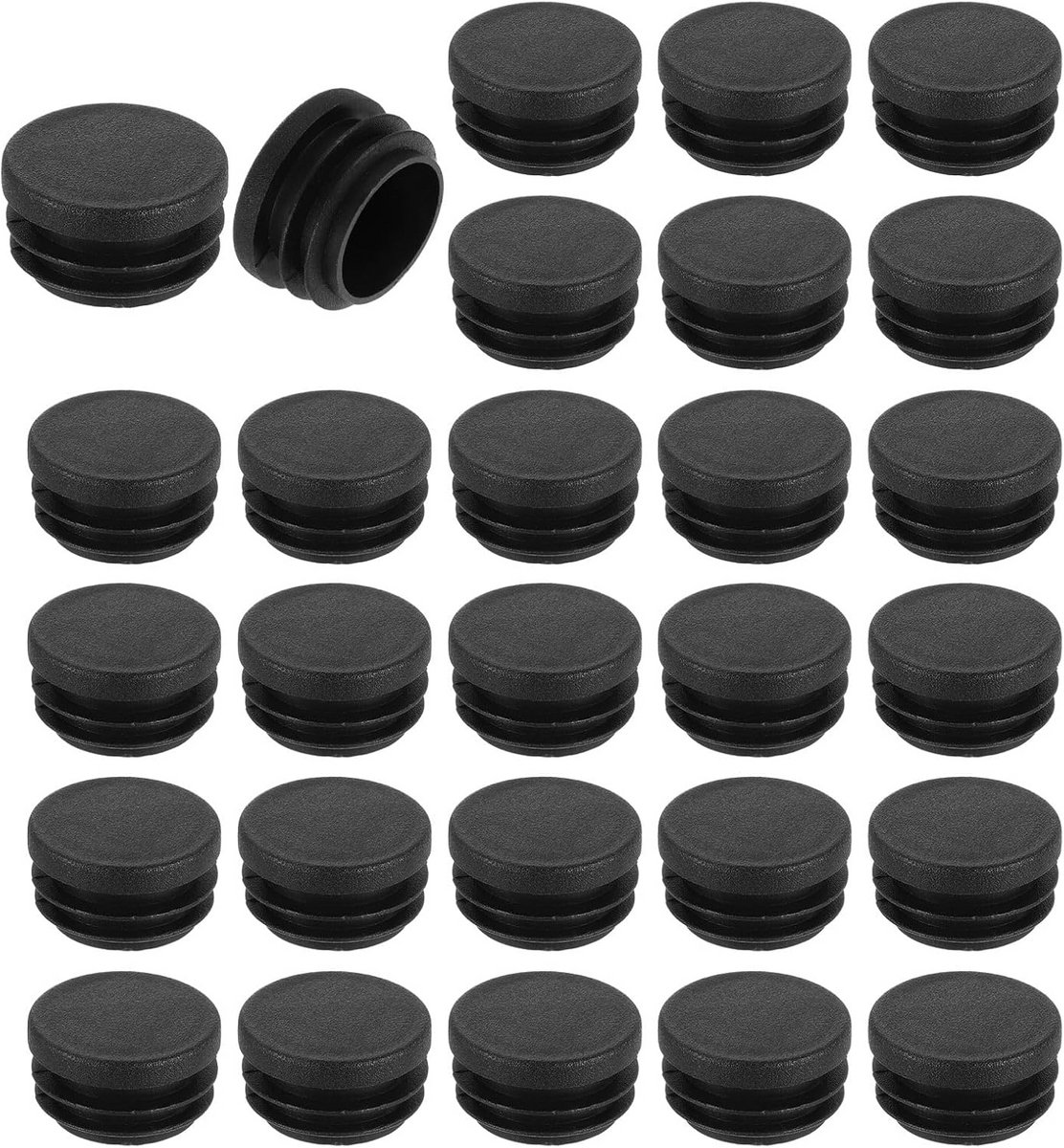 28 Stuks Ronde Zwarte Kunststof Buisdoppen voor Meubels en Stoelpoten 30 mm