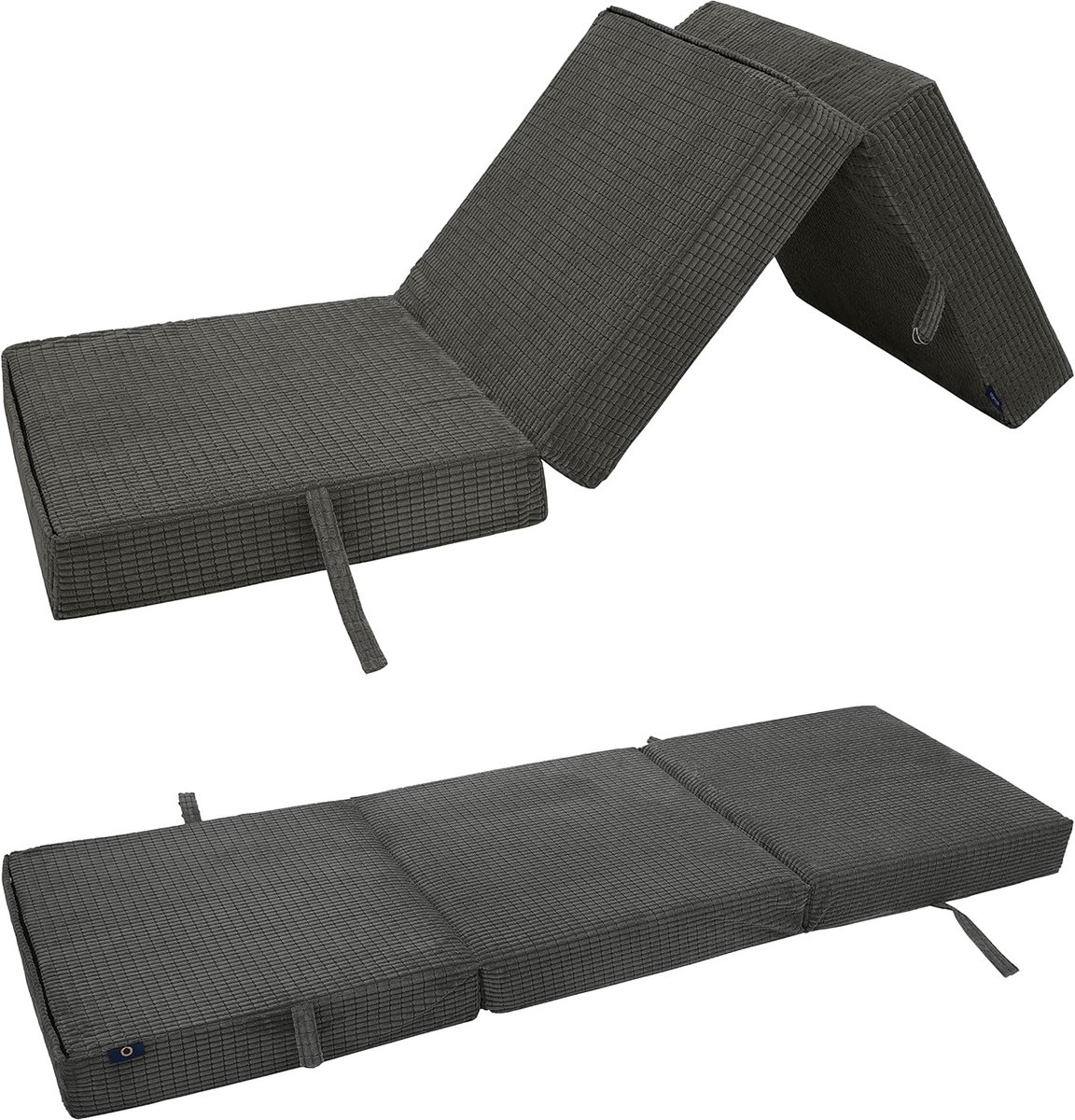 Opvouwbaar Eenpersoons Bed van Corduroy | Gastenbed, Slaapbank, Fauteuil en Poef Futon in
