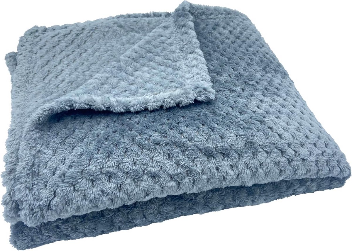 Extra Zachte en Warme Fleece Plaid - Luxe Bankdeken met Jacquard Structuur - 120x150 cm - Effen Grijs
