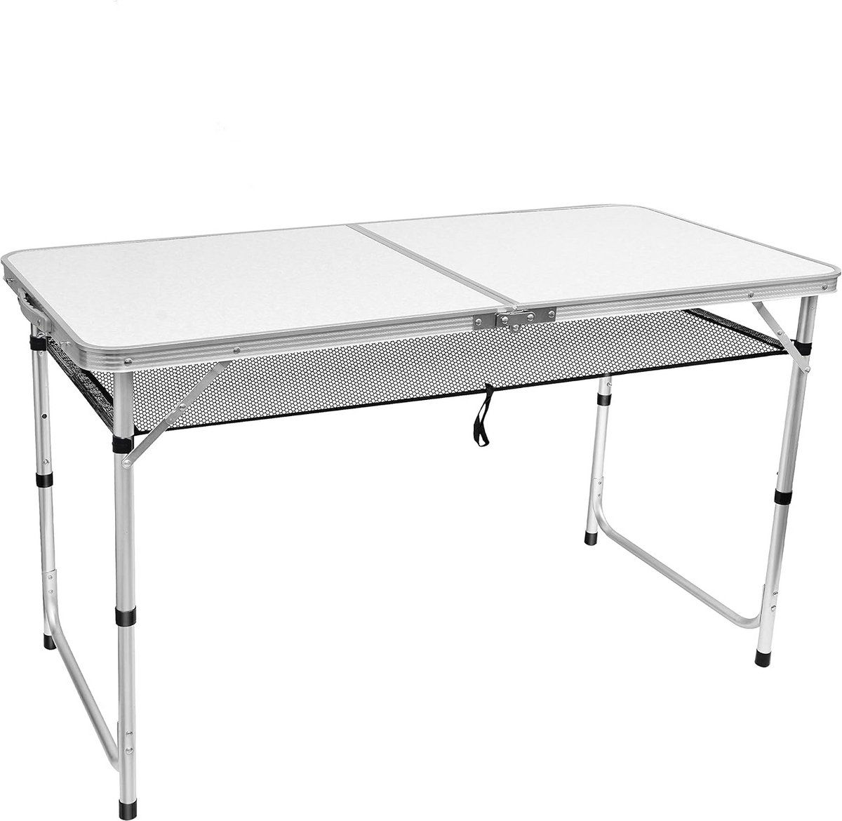 Opvouwbare Kampeertafel met 3 Hoogtes en Opbergnet, Lichtgewicht Aluminium