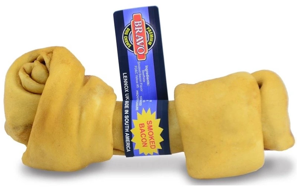 Bravo smoked bacon geknoopte bot voor honden 28 cm