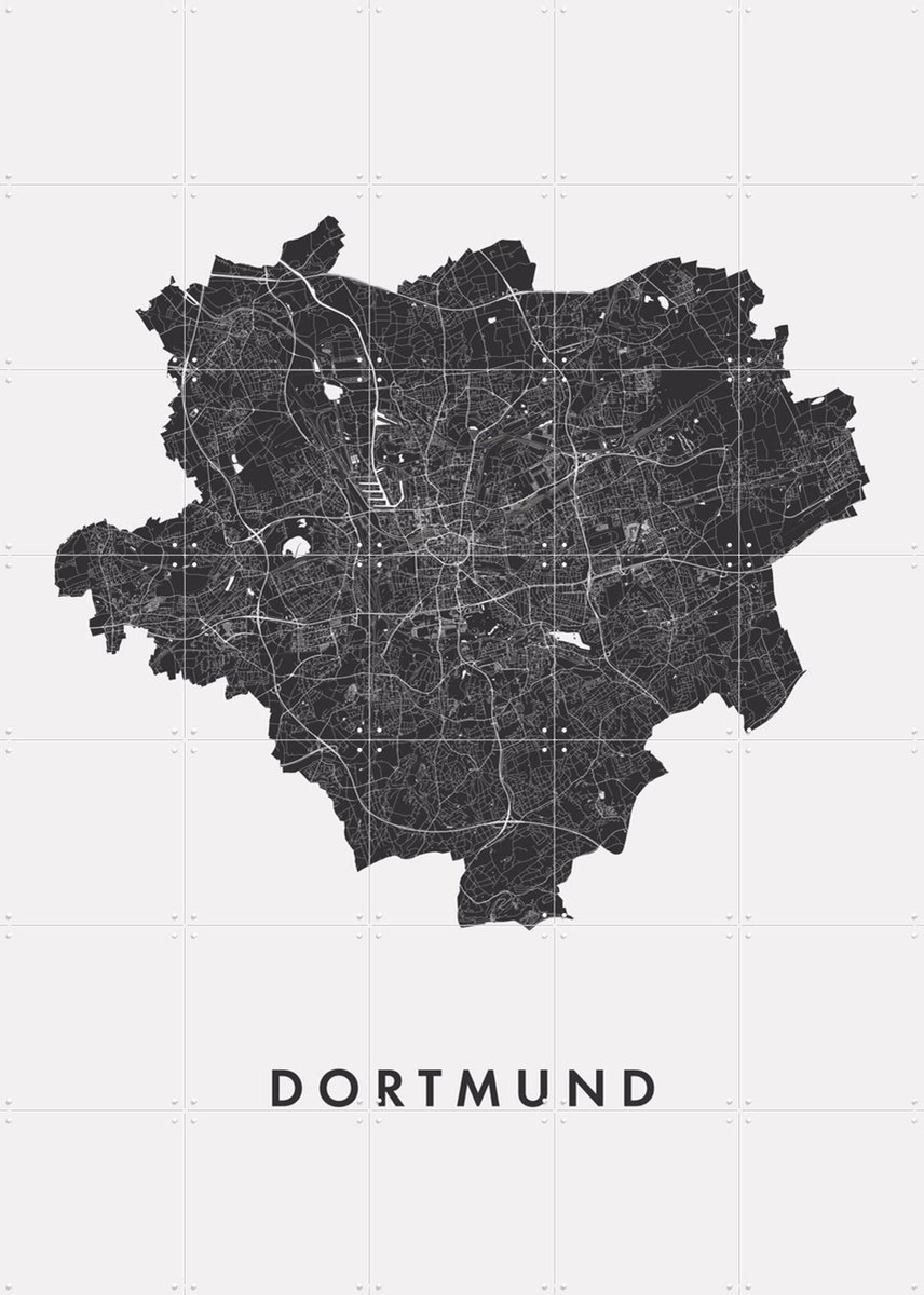 IXXI Dortmund City Map, Kunst in Kaart - 100 x 140 cm - Gratis ophangtool - Grote wanddecoratie en posters - Grafisch Ontwerp, Minimalisme, Abstract