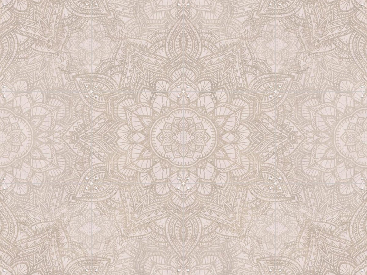 IXXI Soft Vintage Mandala, Bloomery Decor - 80 x 60 cm - Gratis ophangtool - Grote wanddecoratie en posters - Geometrische Kunst, Decoratieve kunsten