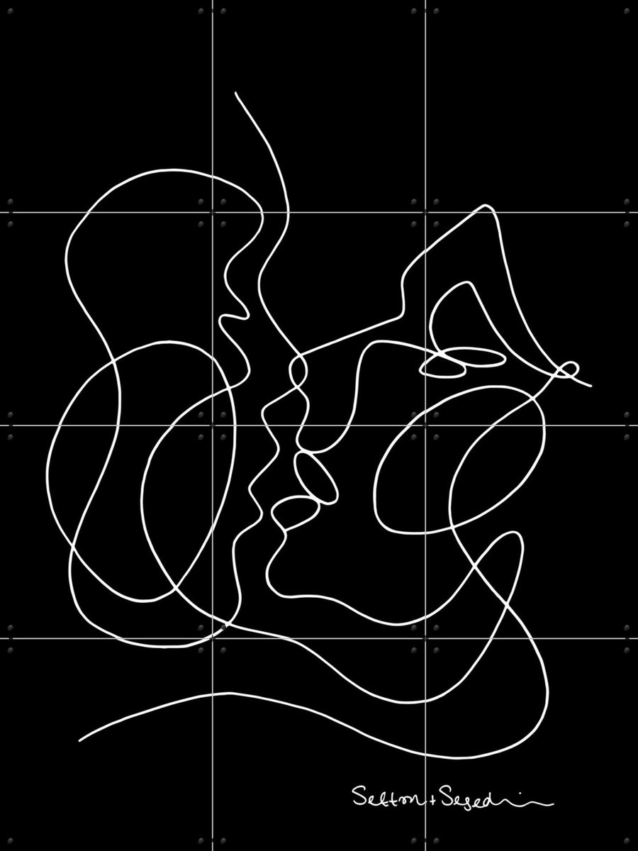 IXXI The Kissing black, Sefton & Segedin - 60 x 80 cm - Gratis ophangtool - Grote wanddecoratie en posters - Line art, Minimalisme, Illustraties