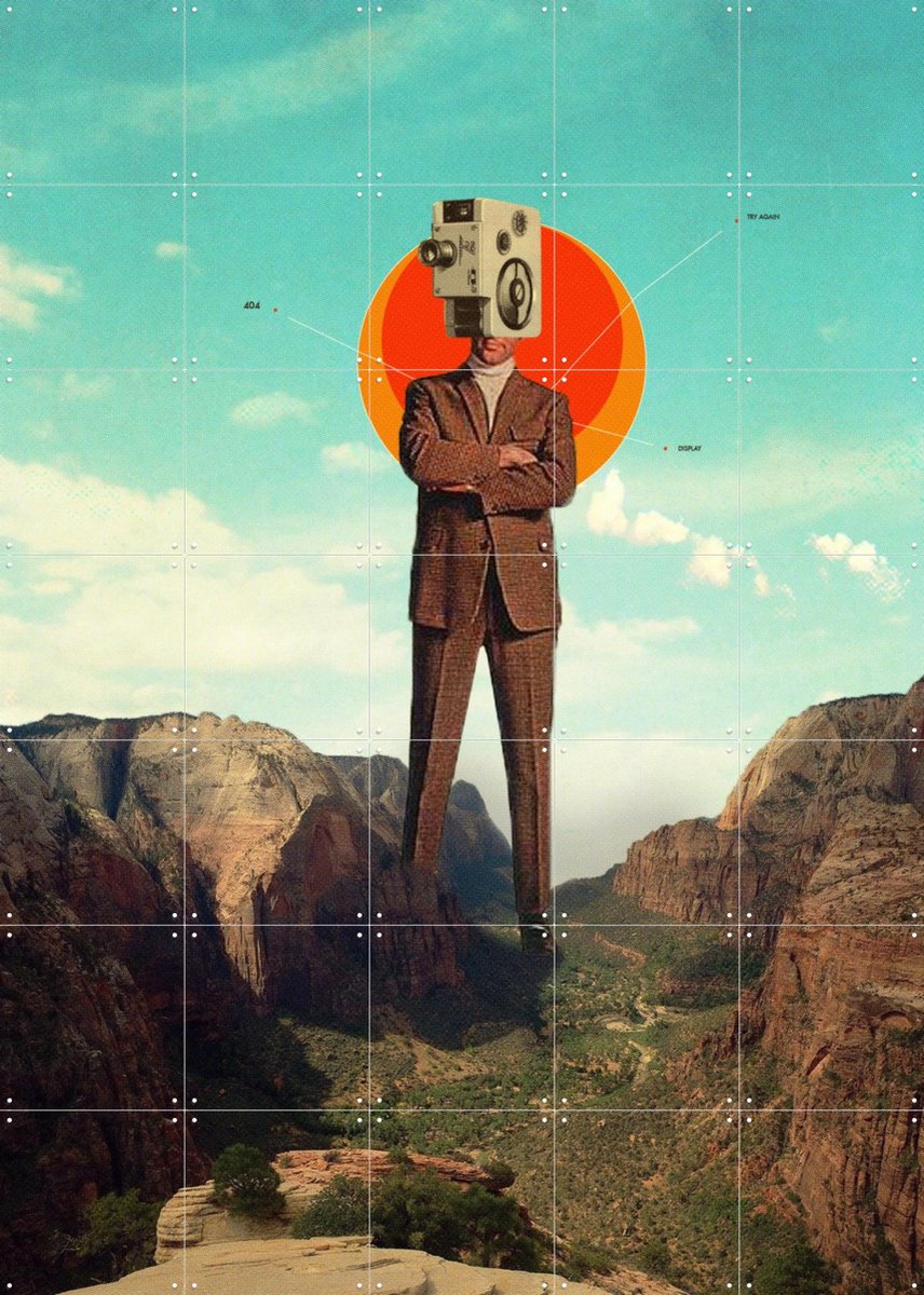 IXXI Video404, Frank Moth - 100 x 140 cm - Gratis ophangtool - Grote wanddecoratie en posters - Fotografie, Digitale Kunst, Collage, Vintage