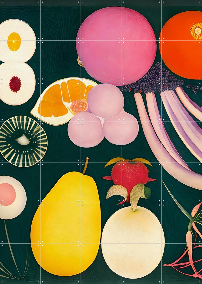 IXXI Fruity Illusion, Artclaud - 100 x 140 cm - Gratis ophangtool - Grote wanddecoratie en posters - Kleurrijk, Illustraties, Speels, Abstract