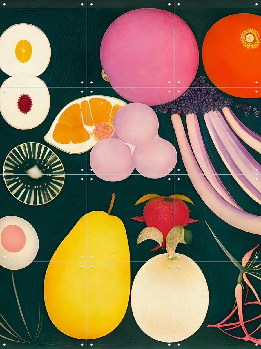 IXXI Fruity Illusion, Artclaud - 60 x 80 cm - Gratis ophangtool - Grote wanddecoratie en posters - Kleurrijk, Illustraties, Speels, Abstract