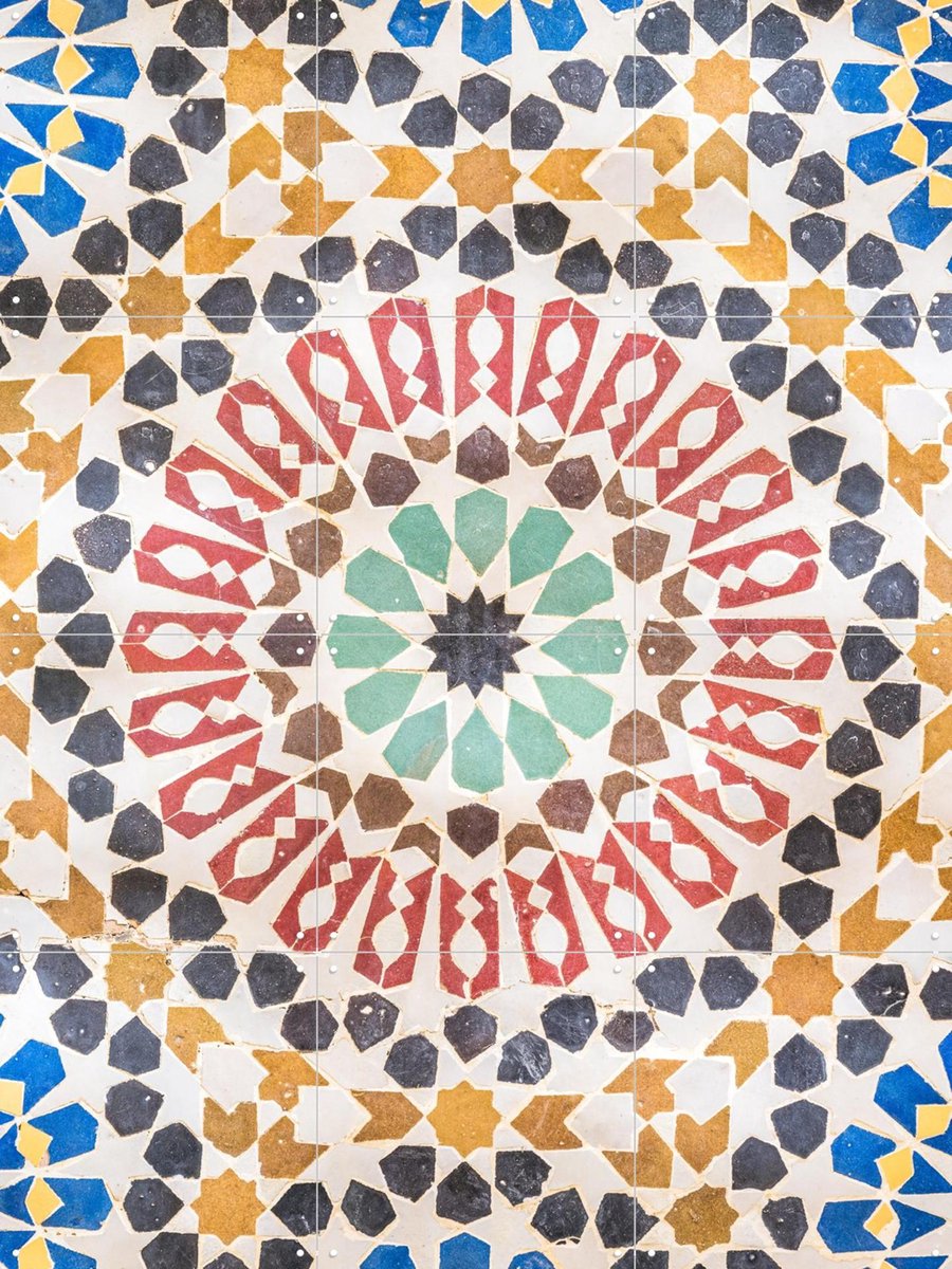 IXXI Colourful Tiles In Morocco, Photolovers - 60 x 80 cm - Gratis ophangtool - Grote wanddecoratie en posters - Ornamenteel Ontwerp, Geometrische